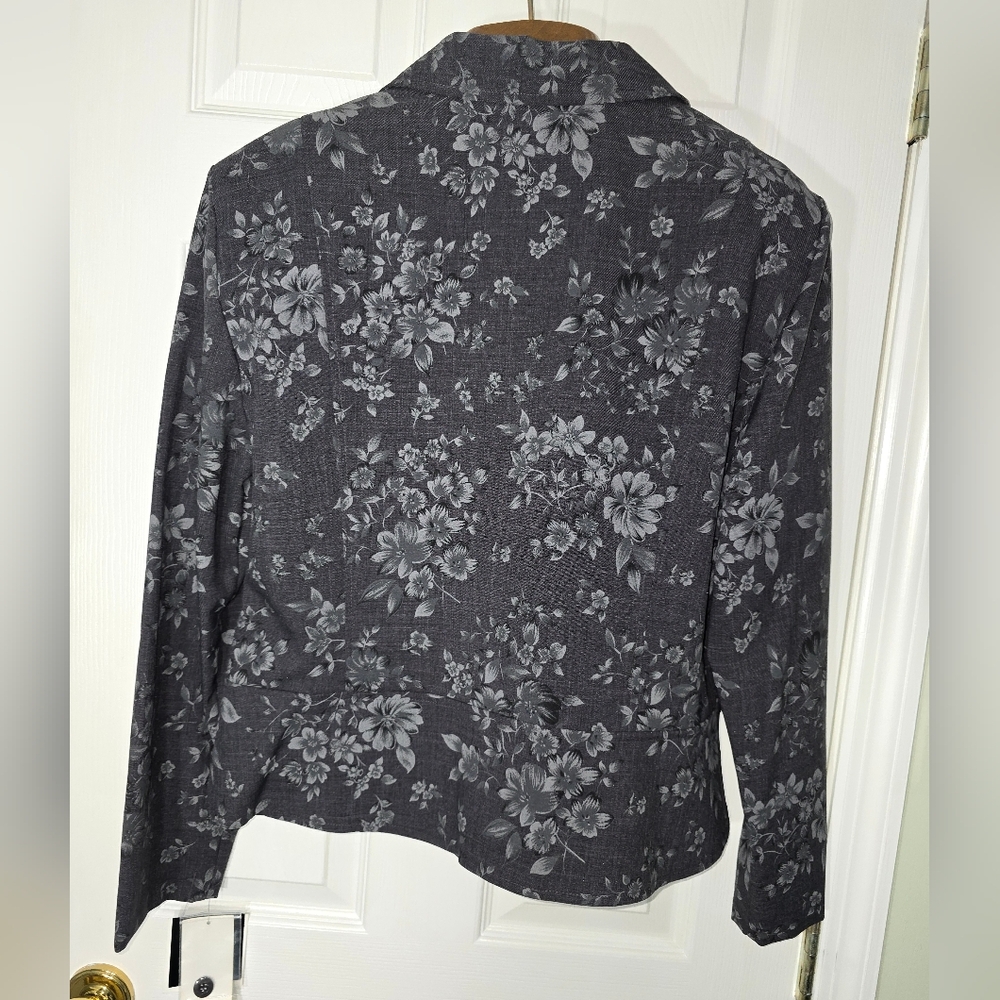 Sag Harbor Floral Gray Blazer Office Party Business NWT Sz 16 - Picture 3 of 9